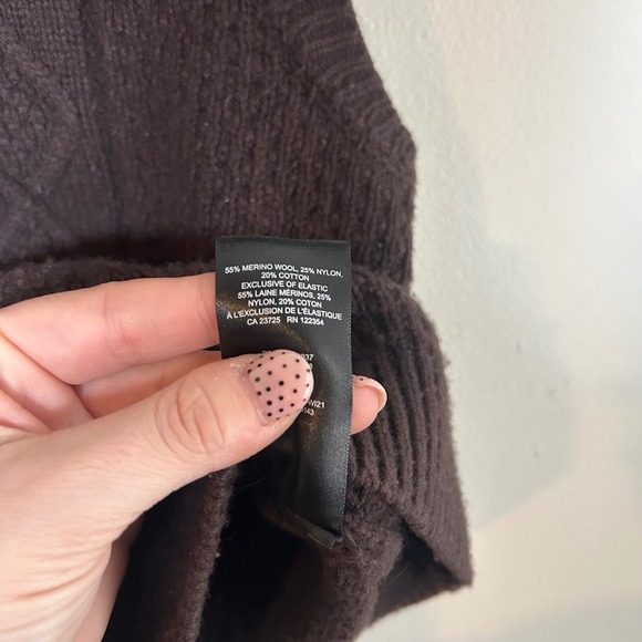 Sunday Best Aritzia Brown Merino Wool Cable Knit Front Polo Sweater Vest Size L - Picture 6 of 6